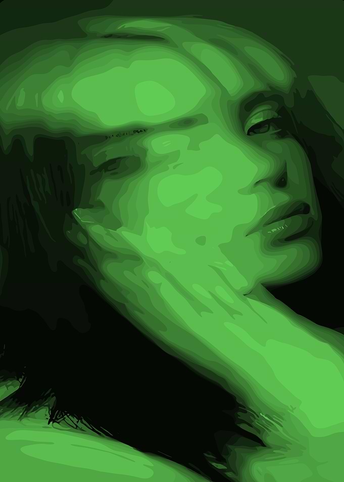 Billie Eilish Green Portrait