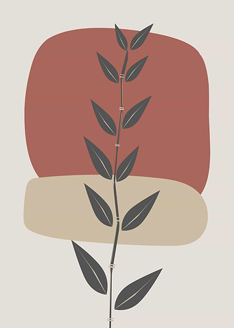 Minimalist Plant Art with Abstract Shapes