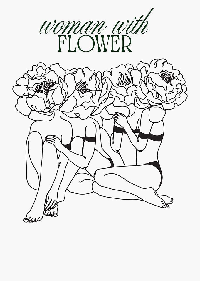 Floral Women Line Art