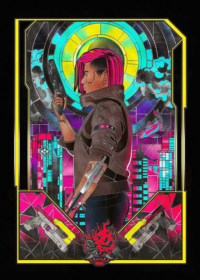 Female V Stained Glass