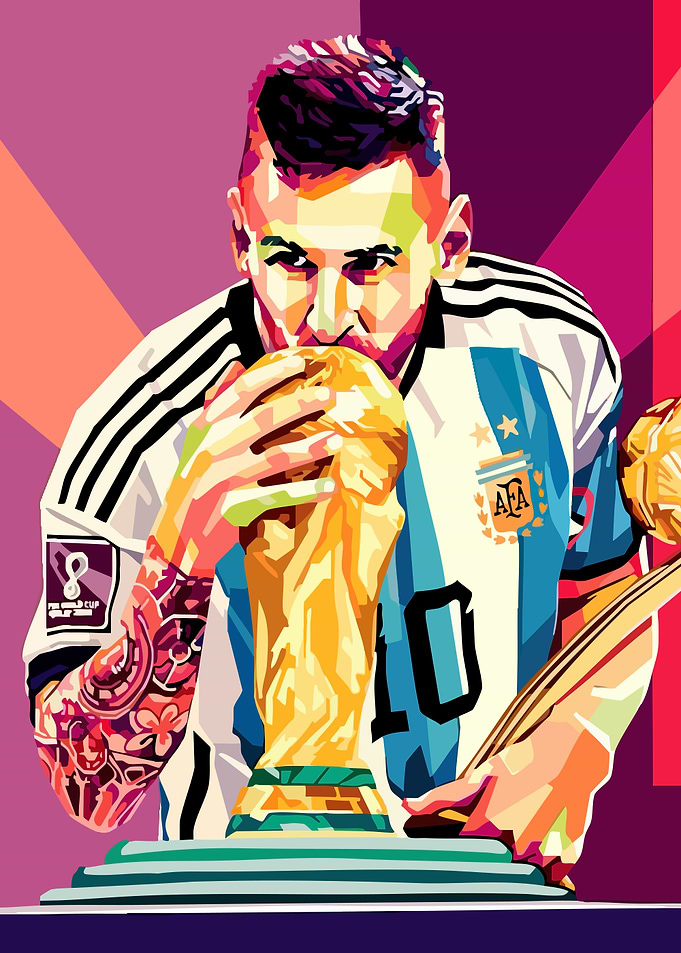 Lionel Messi World Cup Celebration Art