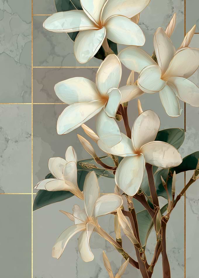 Elegant White Plumeria Floral Art