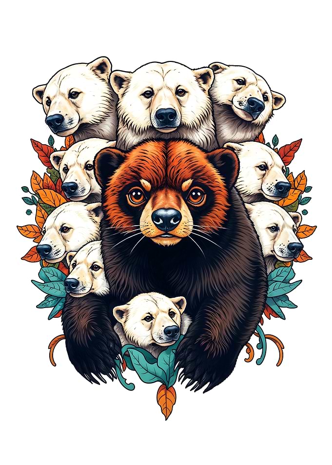 Bear Collage with Leaves