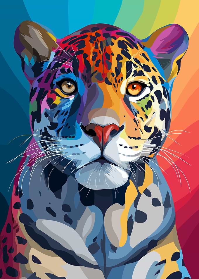 Colorful Jaguar Portrait