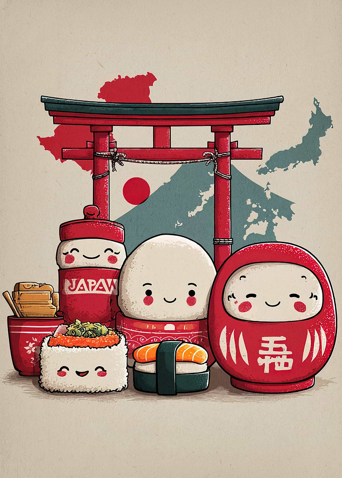 Cute Japanese Food and Culture Illustration
