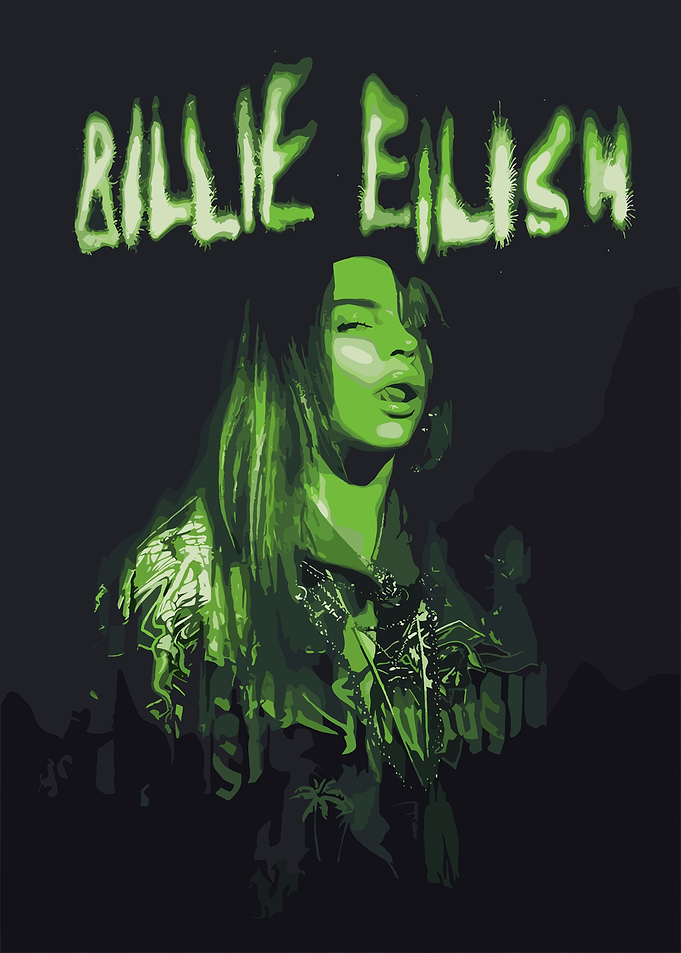 Billie Eilish Green Portrait