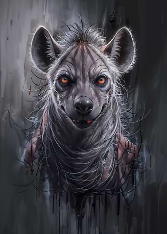 Hyena Portrait with Intense Gaze