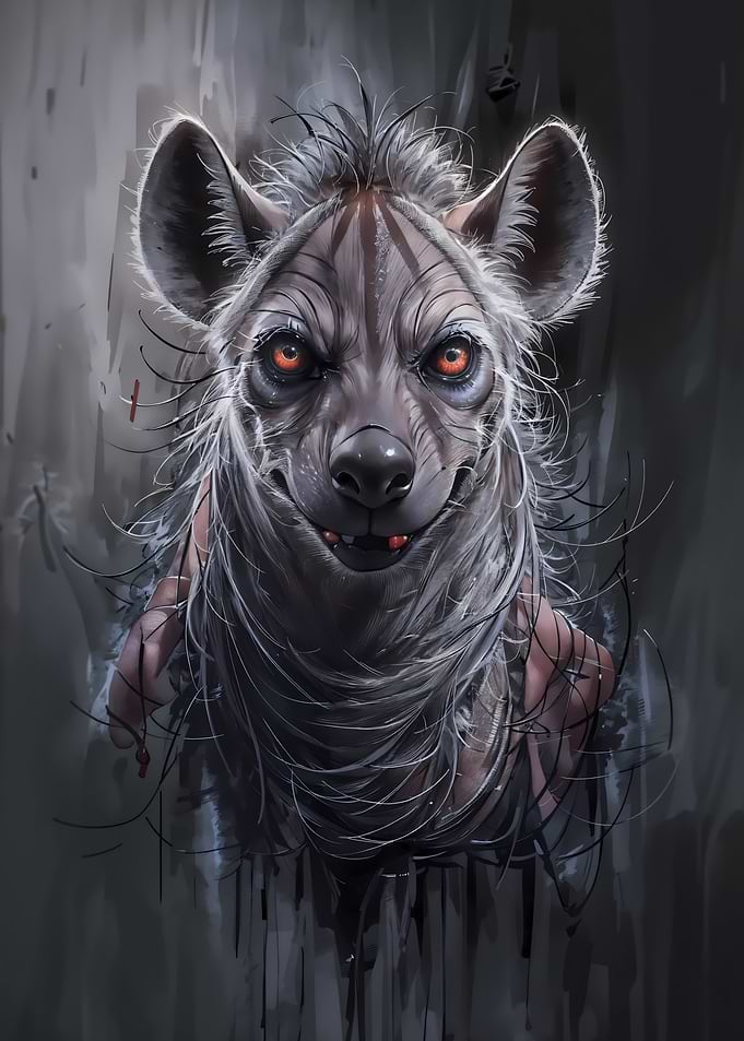 Hyena Portrait with Intense Gaze