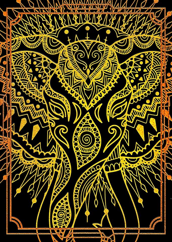 Golden Abstract Elephant Mandala Art