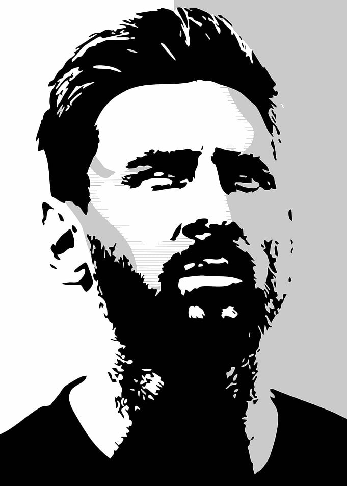 Lionel Messi Portrait Black and White