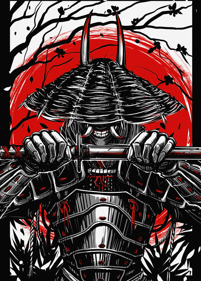 Samurai Warrior with Sword and Mask