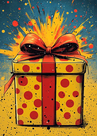 Festive Gift Box with Red Bow
