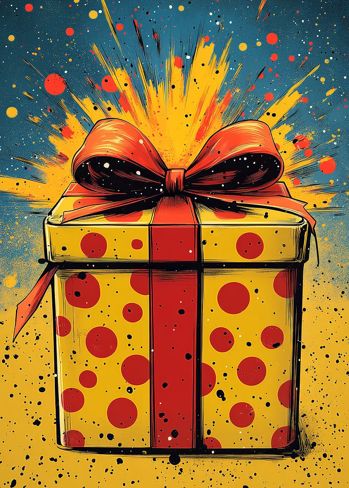 Festive Gift Box with Red Bow