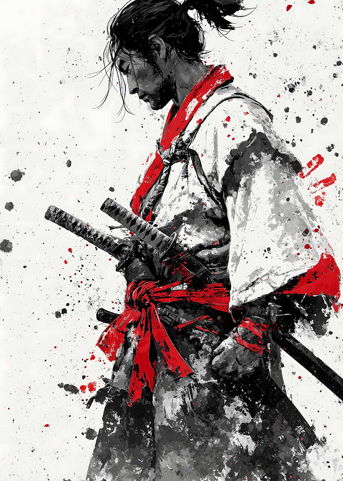 Samurai Warrior in Ink Style