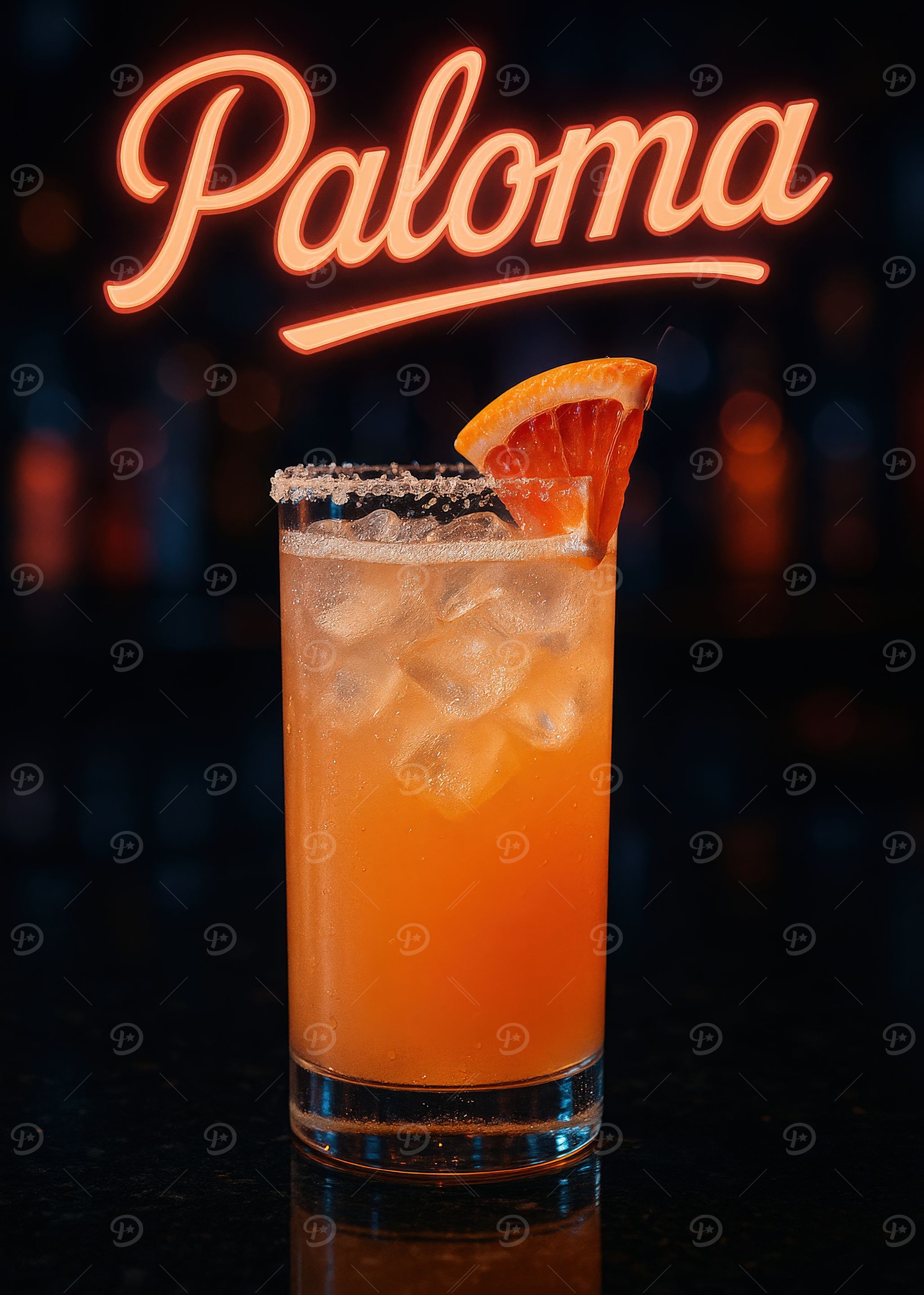 Neon Paloma: Grapefruit Tequila Soda in Salt-Rimmed Highball