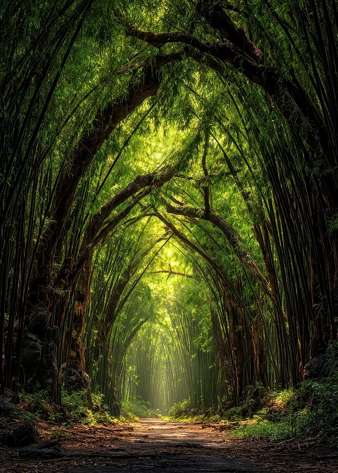 Lush Bamboo Forest Path