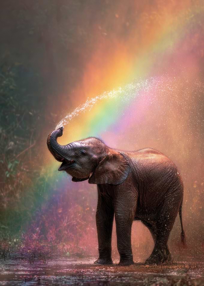Baby Elephant Rainbow Shower