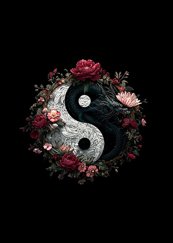 Yin Yang Dragon Floral