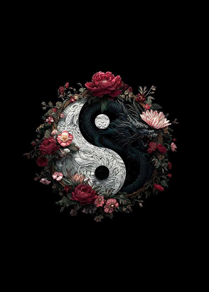 Yin Yang Dragon Floral