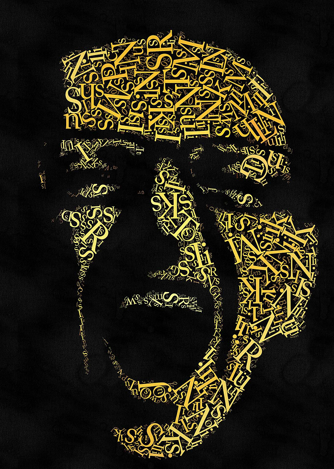 Abstract Portrait Made of Letters