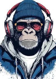 Cool Gorilla with Headphones and Beanie