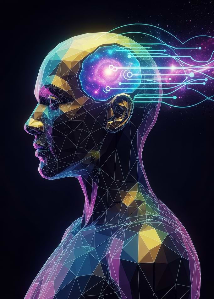 Abstract Humanoid with Galaxy Brain