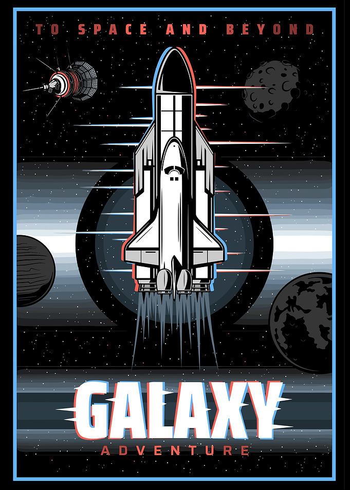 Galaxy Adventure Space Shuttle Poster