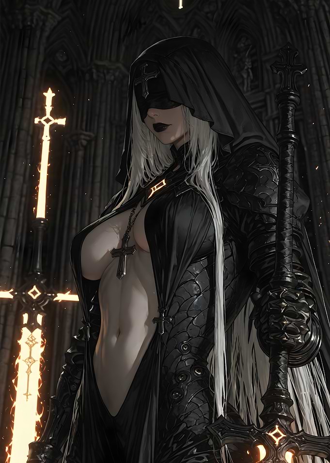 Dark Fantasy Nun with Sword