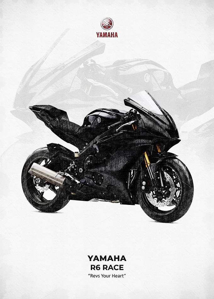 Yamaha R6 Race Motorcycle in sketch art