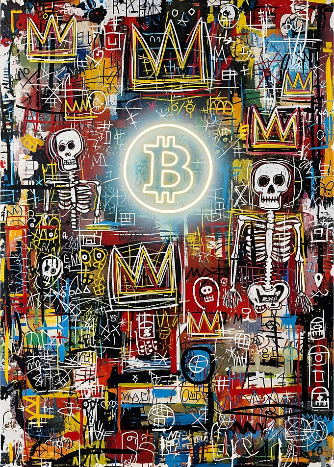 Bitcoin Basquiat Style Digital Art