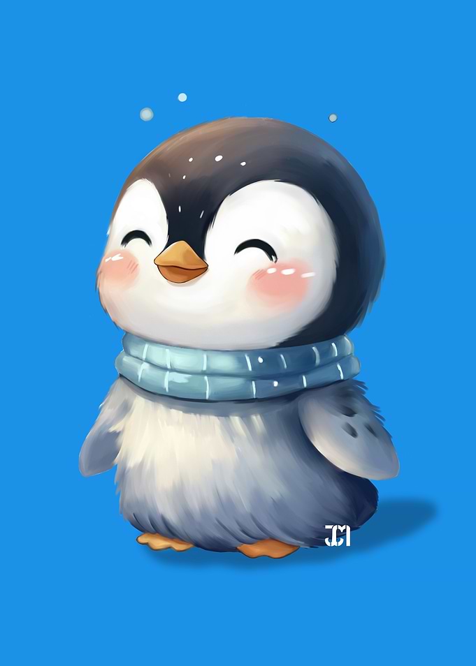 Fluffy Smiling Penguin - Baby