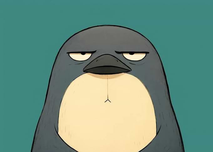 Grumpy Cartoon Penguin Illustration