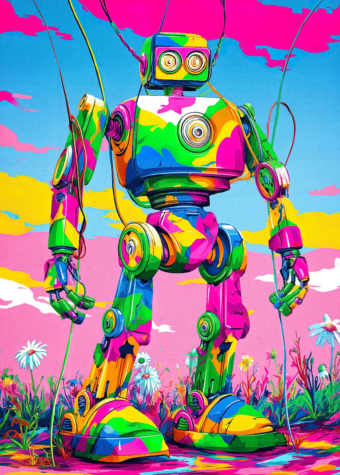 Colorful Robot in a Field