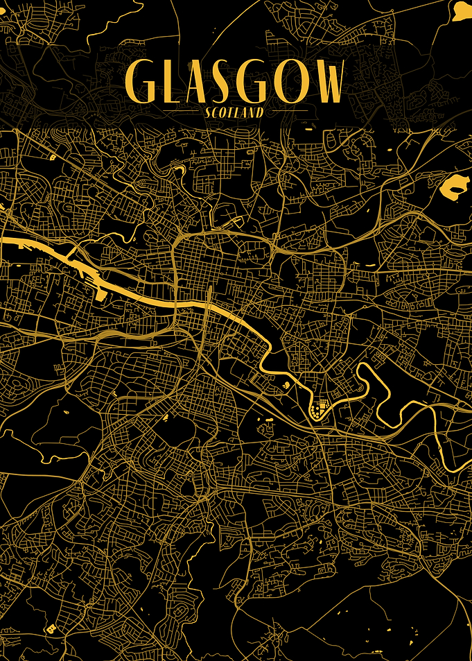Golden Glasgow City Map