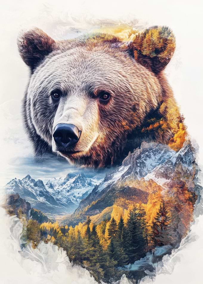 Bear and Mountain Landscape Portrait