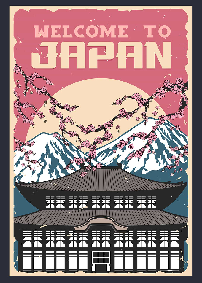 Welcome to Japan Vintage Travel Poster