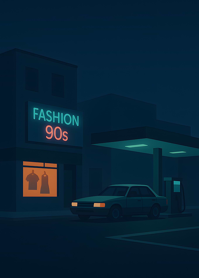 Fashion 90s Night Scene