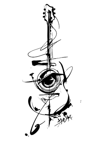 Abstract Guitar Ink Sketch