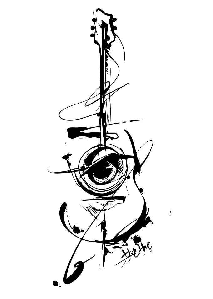 Abstract Guitar Ink Sketch