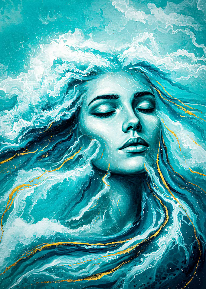 Woman in Water Abstract Art