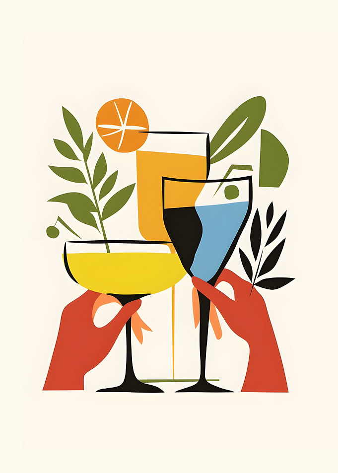 Colorful Cocktail Party Illustration