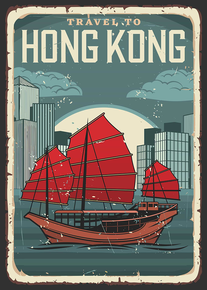Travel to Hong Kong Vintage Poster