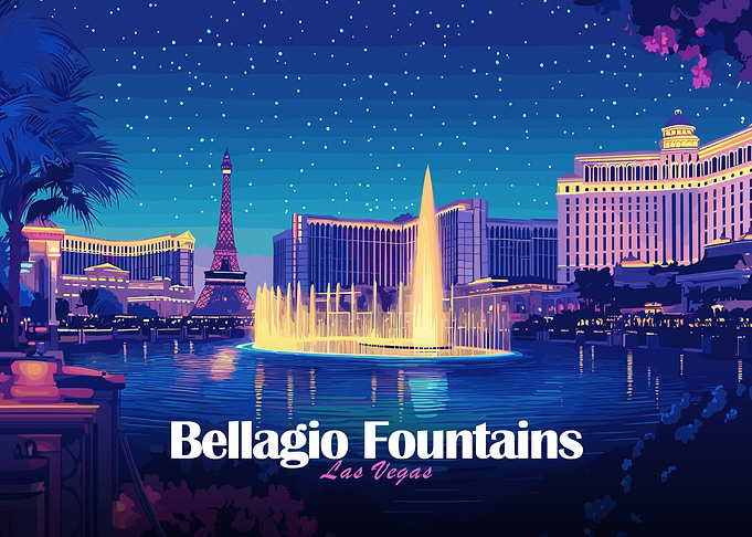 Bellagio Fountains Las Vegas Night
