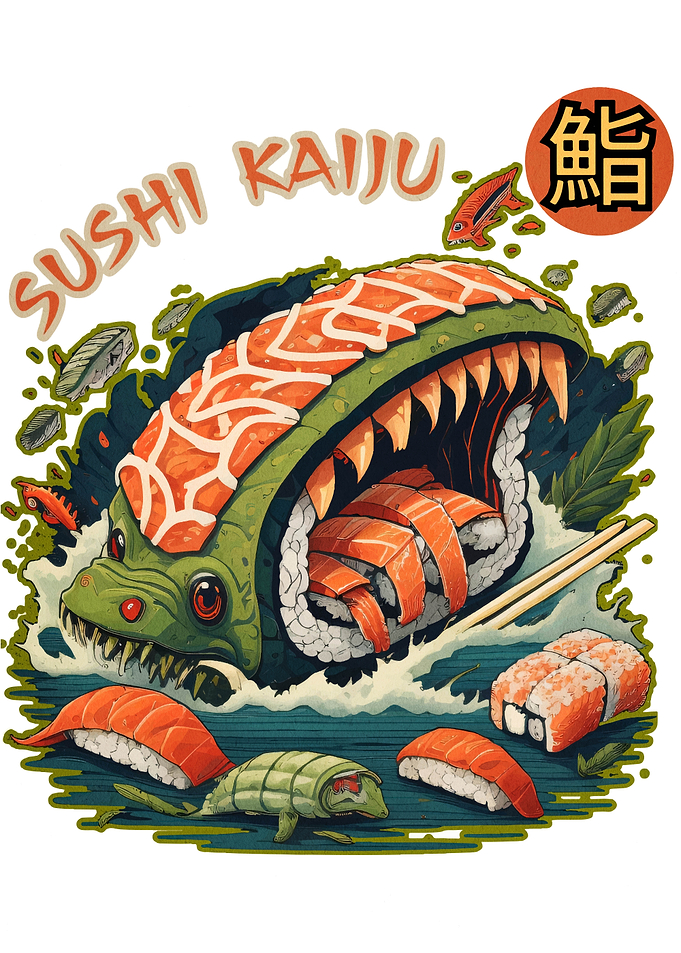 Sushi Kaiju Monster Illustration