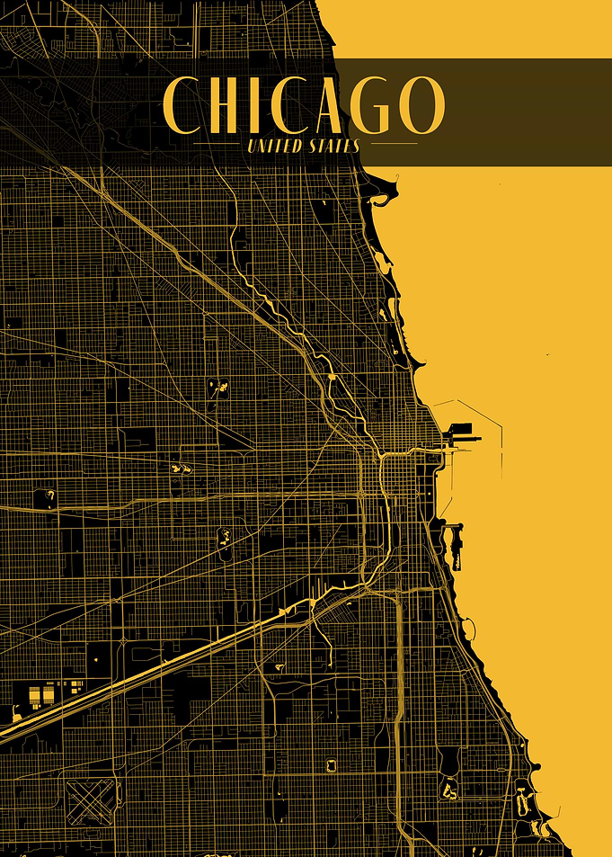Golden Chicago City Map