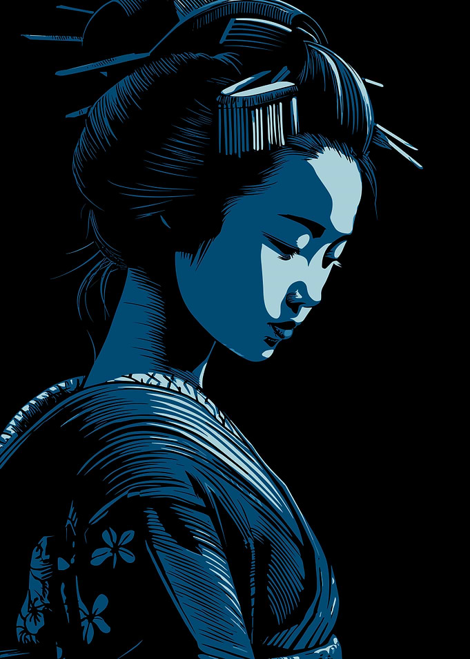 Blue Geisha Portrait