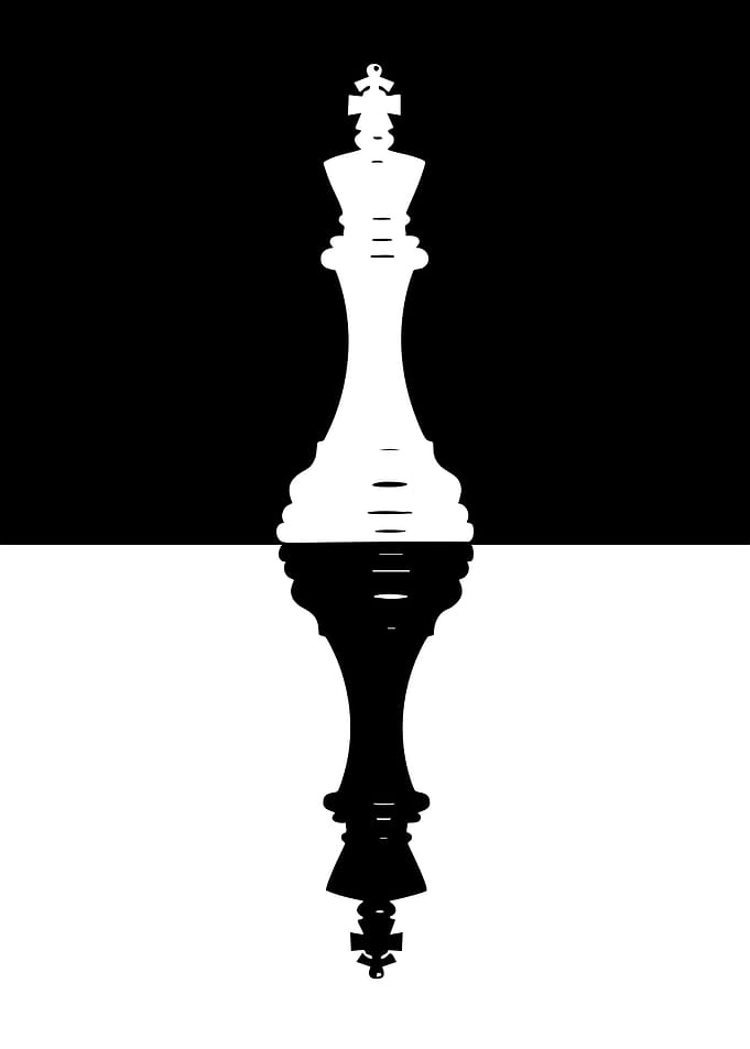 Chess King Reflection Black and White