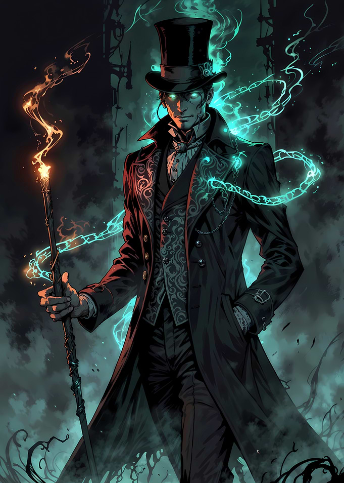 Mystical Gentleman with Staff and Magic