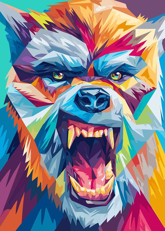 Colorful Geometric Wolf Portrait