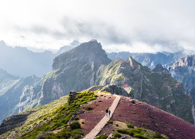 Hikers on Mountain Trail